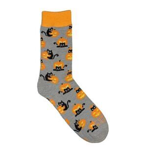 Funky Socks Brand Men’s Halloween Socks Black Cats & Pumpkins